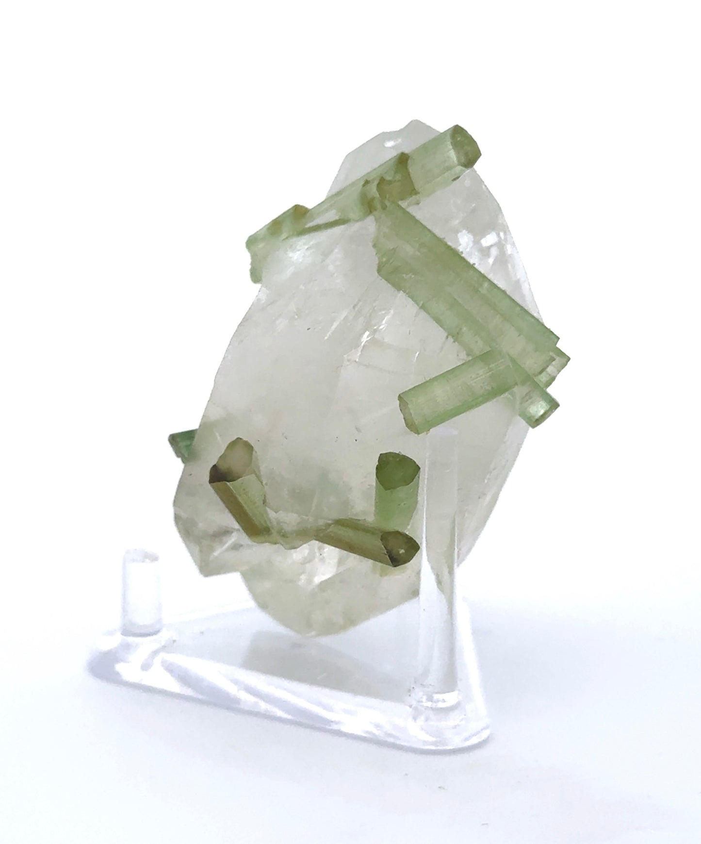 GREEN TOURMALINE ON QUARTZ (201942)